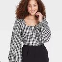 Who What Wear : Black Checkered Long Sleeve Top Photo 1