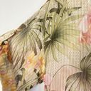 Tommy Bahama  Top Women Small Sheer Tropical Floral Print Popover Roll Tab Sleeve Photo 4