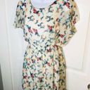 Lush Clothing LUSH Floral Backless Dress Chiffon Faux Wrap Back Ivory S Photo 2