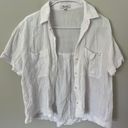 Madewell Linen White Short Sleeve Button Up Top Photo 0