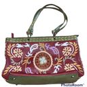 Isabella Fiore Rare  Embroidered Leather Satchel Purse Bag & Cosmetic Bag Photo 3