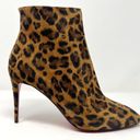 Christian Louboutin  Eloise 85 Suede Leopard Animal Print Ankle Booty High Heels Photo 2