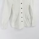 Ganni  Ruched Cotton Poplin Shirt Button Down Long Sleeve White Women's 34 US 4 Photo 4