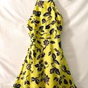 BB Dakota NEON YELLOW FLORAL PRINT CROSSBACK SKATER DRESS — LIKE NEW - Small Photo 0