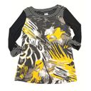 City Girl Nancy Bolen Abstract Tunic Top Striped Black and Yellow 95 Rayon Small Photo 7