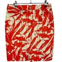 New York & Co. Coral & Cream Floral Cotton Knee Length Pencil Skirt 4 Photo 1