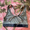 Tommy Hilfiger  grey navy cross back cotton sports bra sparkly silver logo Photo 2