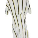 SANCIA Anika White Linen Blend Striped Waist Tie Midi Dress Size Medium Photo 2