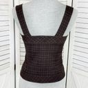 Max Studio Windowpane Check Sleeveless Crop Top Brown Size 2 Button Front Photo 3