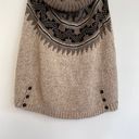 American Eagle Oatmeal Brown Black Nordic Fair Isle Acrylic WOOL Poncho Sweater Photo 3