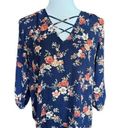 Sweet Rain Womens  Floral Criss Cross Flowy Top Blouse - Sz M Photo 0