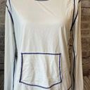 Athleta White Work Out Long Sleeve Shirt Blue Sticthings Womens L Photo 0