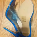 EGO New  open toe faux fur plain pin heels blue size 5 Photo 5