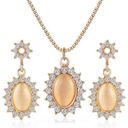 18K Gold Plated Sunflower Jewelry Set Sunflower Pendant Necklace Sunflower Dangle Drop Earrings(2pcs/set) Photo 0