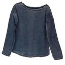 One Teaspoon  Womens Washed Blue Denim Long Sleeve Boat Neck Pullover Boxy Top XS Photo 0