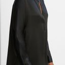 Vince  M Silk Satin Band-Collar Blouse in Black Photo 2