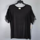 Ava James  Black Polka Dot Mesh Short Sleeve Round Neck Blouse XL NWT Photo 3