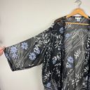 Ulla Popken‎ Kimono Duster Womens 32/34 Black Floral Colorful Sheer 3/4 Sleeve Photo 3