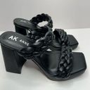 Anne Klein  Sandals Womens Size 5.5 Black Braided Double Strap Slip On Heels Photo 0