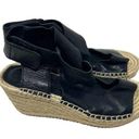 Eileen Fisher  Willow Espadrille Wedge Sandal Black Leather Size 6 Photo 0