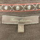 Tommy Bahama  Linen Blend Brown 3/4 Sleeve Embroidered Top Photo 7