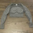 Gymshark Women’s  Athletic Flex Long Sleeve Crop Top Gray, Size Medium Photo 0