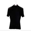 Tracy Reese  New York black metallic knit semi sheer short sleeve top Small Photo 75