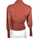 ZARA  Brown Balloon Sleeve Turtle Neck Ribbed Trim Knit Fitted Sweater Top Size L Photo 1