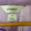 Christopher & Banks Christopher Banks Lavender Colored Blouse Peasant Smocked Top Button Up Photo 3