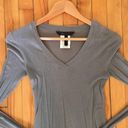 BCBGMAXAZRIA Sheer Knit Vneck Tee Steel Gray small Photo 1