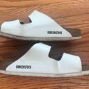 Birkenstock  Arizona White Slip on Leather Sandals Narrow Photo 8