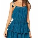 MISA Los Angeles  Rosella Tiered Mini Dress Turquoise Blue Size Small Metallic Photo 0