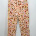 MRKT  Jeans Women LARGE Orange Pink Marble Retro Ziggy Straight Leg High-Rise Photo 1