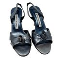 Manolo Blahnik Patent Leather Slingback Sandal Heels Gray Size 5.5 Photo 5