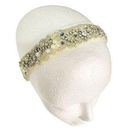 David's Bridal  pearl crystal silver headband with ribbons Tie Back Ivory Photo 0