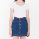 American Apparel  Denim Jean Button Up Mini Skirt Blue Large L Photo 0