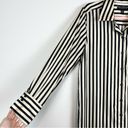 Banana Republic  Factory Cream Black Striped Satin Long Sleeve Maxi Shirt Dress Photo 7