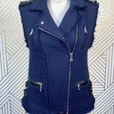 Rebecca Taylor  Tweed Motorcycle Zip Vest Navy Blue Photo 0