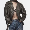 ZARA jacket bikerdistressed oversize casual faux leather Photo 4