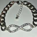 infinity Silver Tone Chain  CZ Pave 7” Bracelet Photo 0