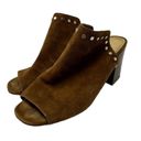 Marc Fisher  Mule Sandals Women’s Size 7 Brown Suede Leather Peep Toe Studded Photo 1