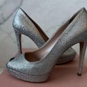 Miu Miu  Silver Glitter Platform Peeptoe Heel Sz 39/9 Photo 6