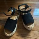 American Eagle Outfitters Black Suede Platform Sandals Photo 0