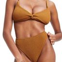 Good American NEW  Always Fits Women Large Brown Bronze  Crinkle Twist Bikini Top Photo 0