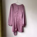 Petal and Pup  Opal Mauve Purple Satin Long Balloon Sleeve Wrap Mini Dress 16 Photo 12