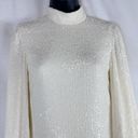 Alexis  Lunia Ivory Cream Sequined Shift Mini Mock Neck Long Sleeve Dress Size XS Photo 3