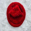 Vintage Y2K Red Fuzzy Soft Crochet Bohemian Winter Hat Photo 2