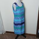 Kathie Lee Collection blue multi pattern midi tank dress size 10 Photo 9