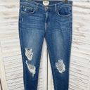 L'Agence  Women's Marcelle Slim Fit Jeans Authentique Distressed Denim Raw Hem 26 Photo 15