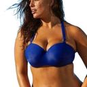 Cacique Lane Bryant  Swim Bikini Top Blue Build in Bandeau Bra 36DD Photo 8